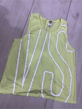 Victoria's Secret Neon Yellow Muscle Tee with White Graphic